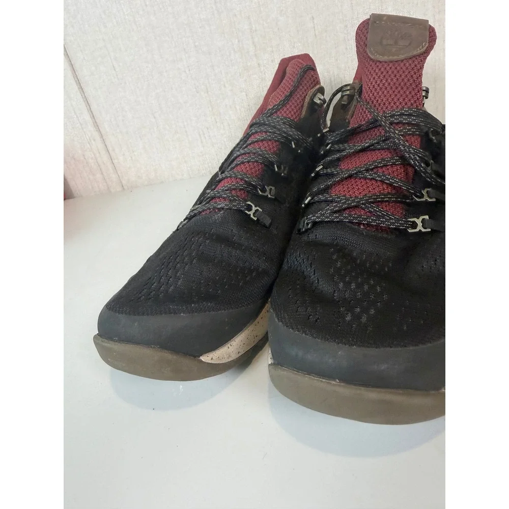 TIMBERLAND MEN'S FLYROAM TRAIL‎ LOW SNEAKERS size 10.5 color black and burgundy